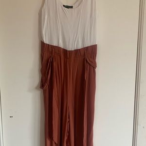 White & Mauve Long Pantsuit